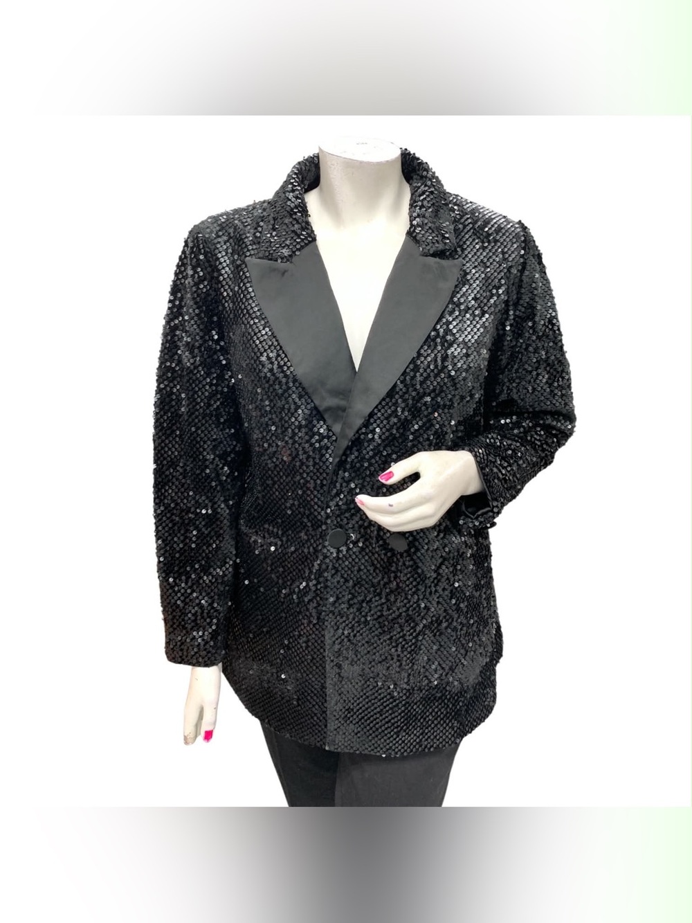 Vero Moda Curve Black Sequin Blazer Jacket Size XL